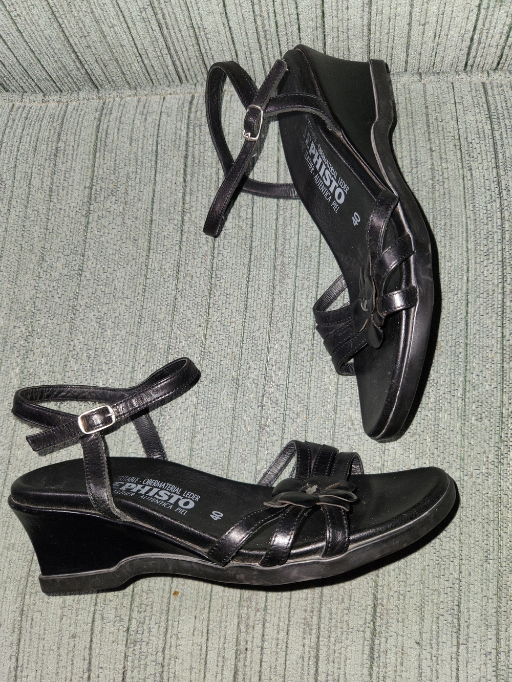 🍉Mephisto Black Women's Wedge Sandals